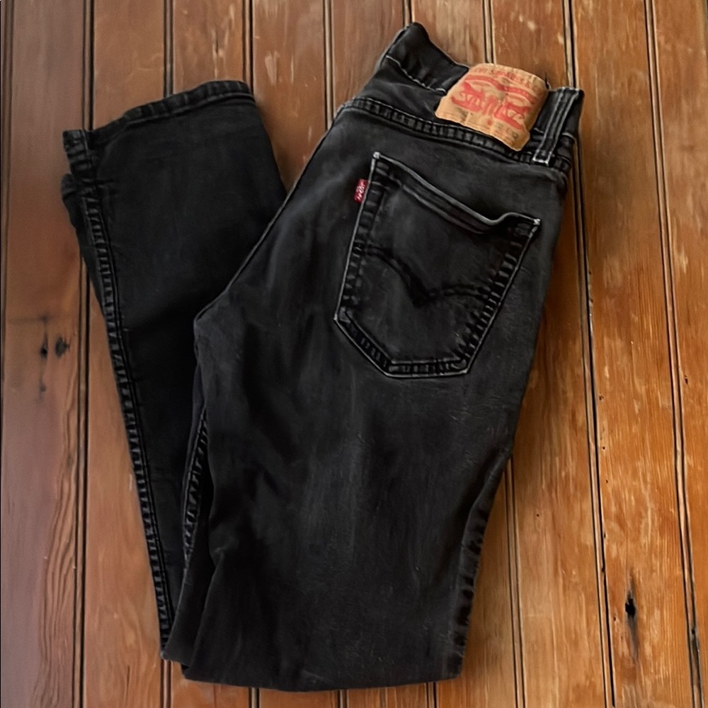 Levi's Black Straight Jeans with Vintage Distressing